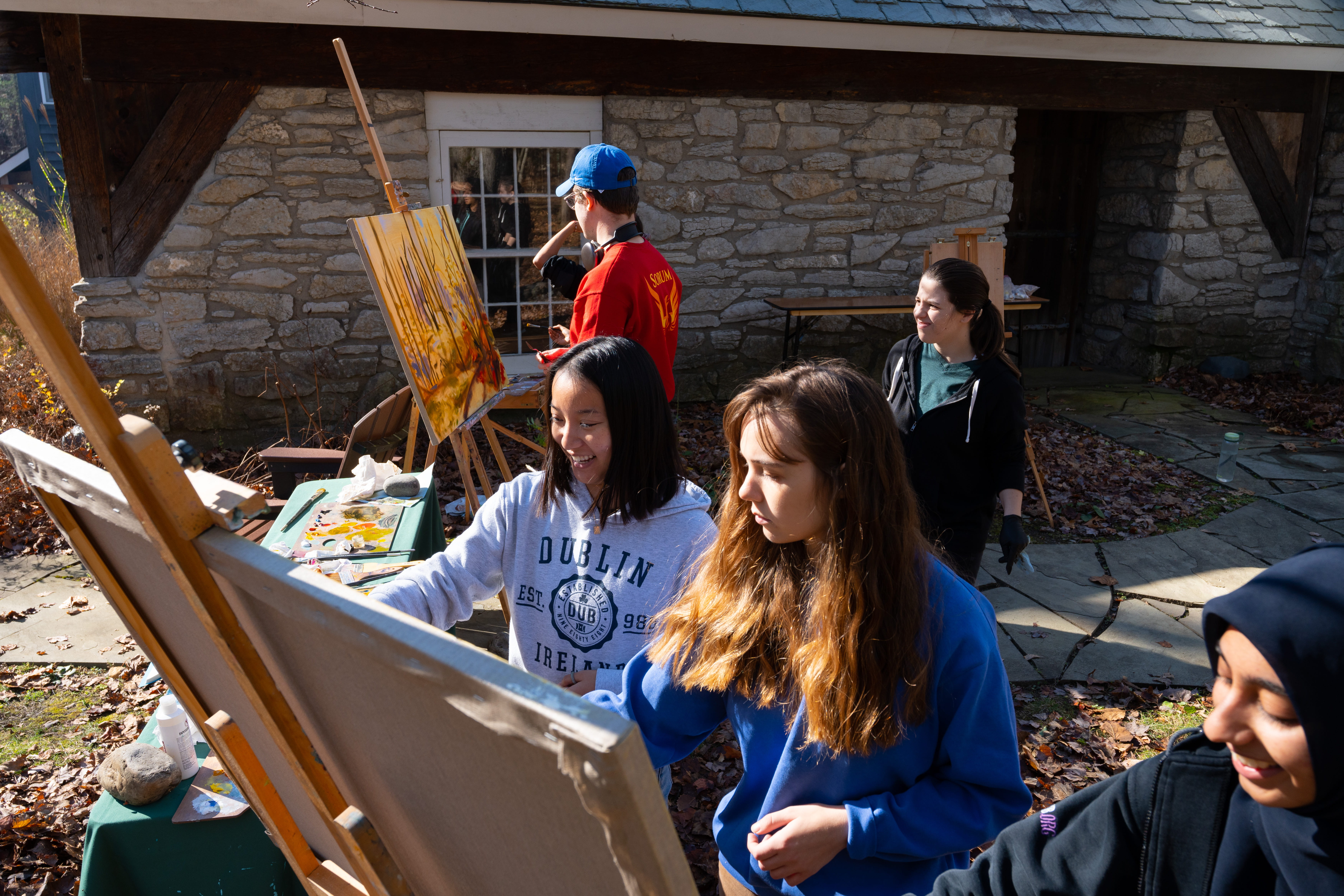 painting students at their easels 