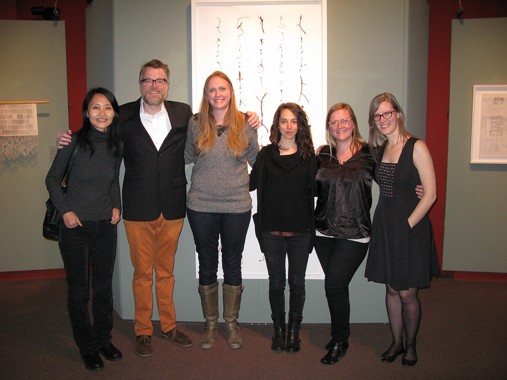 From left to right: Artists Cui Fei, Michael Scoggins, Amanda Tiller, Shanti Grumbine, Alex Gingrow and curator Julie Lohnes.