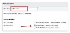 Image: WordPress" new menu settings