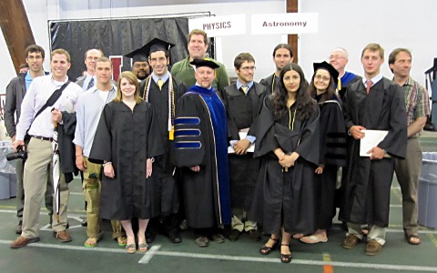 Physics students, faculty, and alumni at graduation 2011